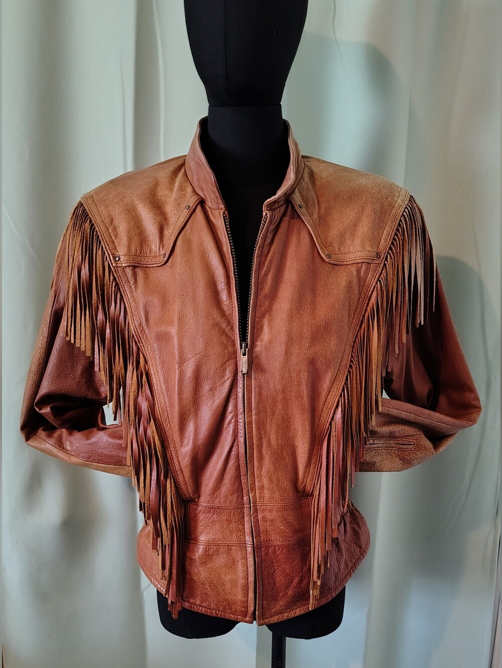Wilson Leather Fringe Tassel Jacket Burnt Orange Women 80s Vintage Retro Medium - Picture 13 of 16